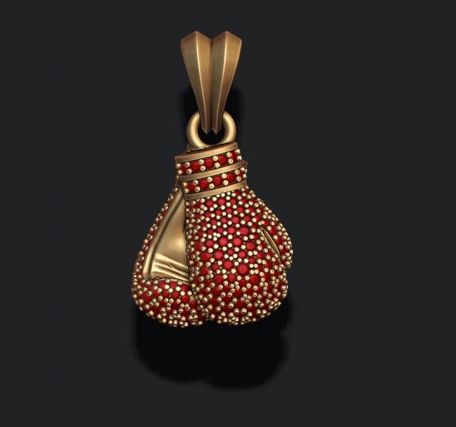 Boxing gloves pendant with gems 3D Print Model .c4d .max .obj .3ds .fbx .stl .blend 