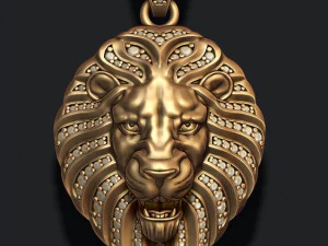 Lion pendant with diamonds and opened mouth 3D Print Model