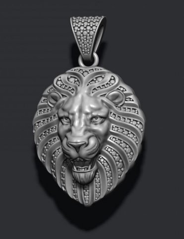 Lion pendant with diamonds and opened mouth 3D Принт Модель .c4d .max .obj .3ds .fbx .stl .blend 