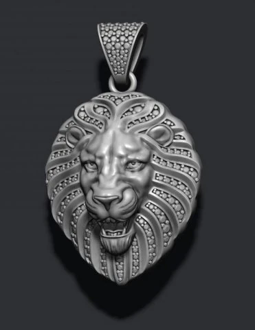 Lion pendant with diamonds and opened mouth 3D Print Model .c4d .max .obj .3ds .fbx .stl .blend 