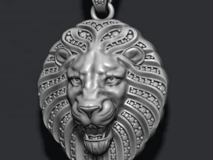 Кулон Лев з діамантами і відкритою пащею 3D Принт Модель