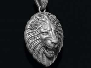 Lion pendant with diamonds and opened mouth 3D Принт Модель