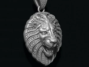 Lion pendant with diamonds and opened mouth 3D Print Model