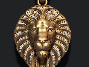 Lion pendant with diamonds and closed mouth Model do druku 3D