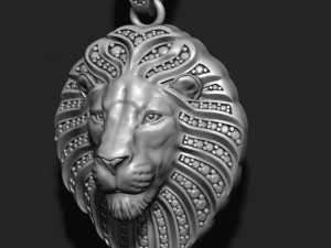 Lion pendant with diamonds and closed mouth Model do druku 3D