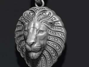 Lion pendant with diamonds and closed mouth 3D Print Model