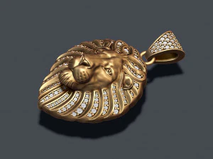 Lion pendant with diamonds and closed mouth 3D Print Model