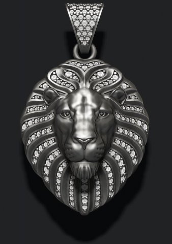 Lion pendant with diamonds and closed mouth Model do druku 3D .c4d .max .obj .3ds .fbx .stl .blend 