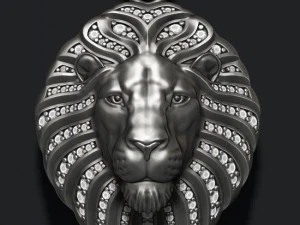 Ciondolo leone con diamanti e bocca chiusa Modello di stampa 3D