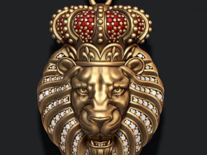 Кулон Лев з діамантами і відкритою пащею 3D Принт Модель