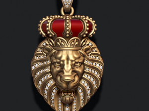 Lion pendant with diamonds and opened mouth 3Dプリントモデル