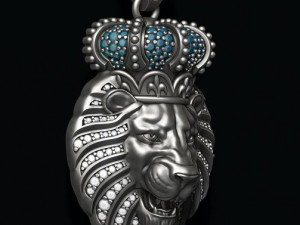 Lion pendant with diamonds and opened mouth 3Dプリントモデル