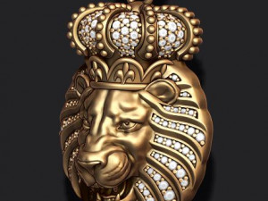 Lion pendant with diamonds and opened mouth 3Dプリントモデル