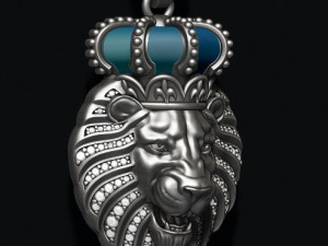 Lion pendant with diamonds and opened mouth 3Dプリントモデル