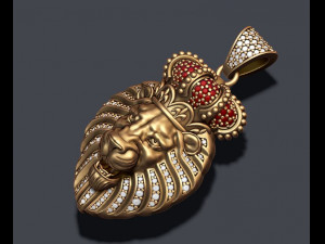 Lion pendant with diamonds and opened mouth 3Dプリントモデル