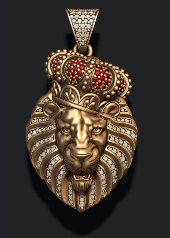 Lion pendant with diamonds and opened mouth 3d print model Model do druku 3D .c4d .max .obj .3ds .fbx .stl .blend 