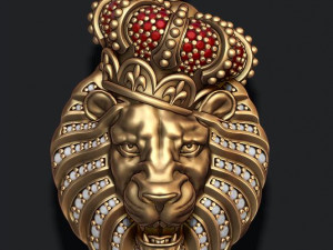 Lion pendant with diamonds and opened mouth 3d print model Model do druku 3D