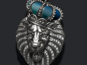 Lion pendant with diamonds and opened mouth 3d print model Model do druku 3D