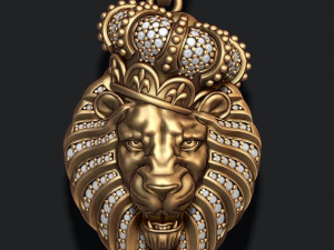 Lion pendant with diamonds and opened mouth 3d print model Model do druku 3D