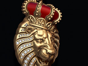 Lion pendant with diamonds and opened mouth 3d print model Model do druku 3D