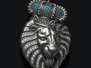 Lion pendant with diamonds and opened mouth 3d print model Model do druku 3D