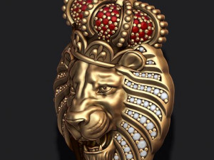 Lion pendant with diamonds and opened mouth 3d print model Model do druku 3D