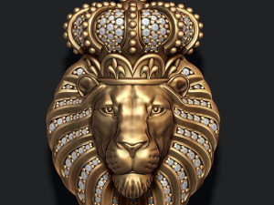 Lion pendant with diamonds and closed mouth with crown Modelo de impresión 3D