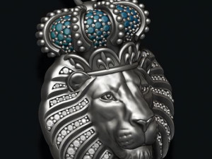 Lion pendant with diamonds and closed mouth with crown Modelo de impresión 3D