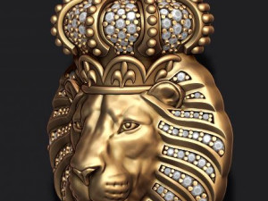 Lion pendant with diamonds and closed mouth with crown Modelo de impresión 3D