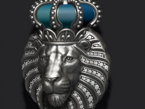 Lion pendant with diamonds and closed mouth with crown Modelo de impresión 3D