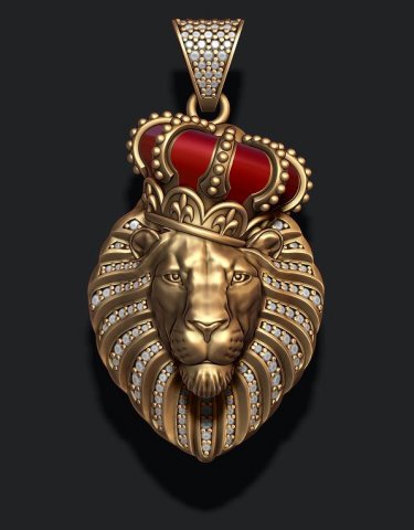 Lion pendant with diamonds and closed mouth with crown Modelo de Impressão 3D .c4d .max .obj .3ds .fbx .stl .blend 