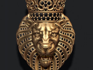 Lion pendant with diamonds and crown Model Cetak 3D