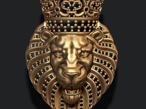 Lion pendant with diamonds and crown 3D Print Model