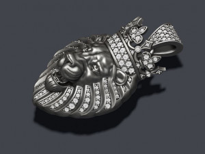 Lion pendant with diamonds and crown Model Cetak 3D