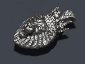 Lion pendant with diamonds and crown 3D Print Model