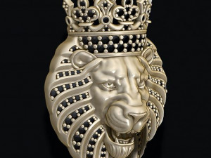 Lion pendant with diamonds and crown Modelo de Impressão 3D