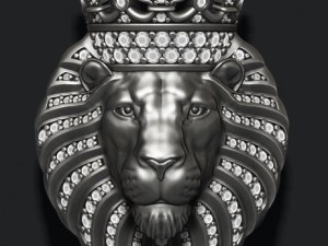 Lion pendant with diamonds and crown 3D Принт Модель