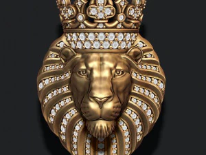 Кулон Лев з діамантами і короною 3D Принт Модель