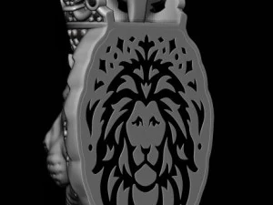 Lion pendant with diamonds and crown 3D Print Model