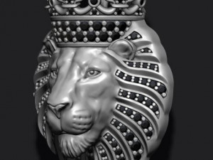 Lion pendant with diamonds and crown 3D Принт Модель