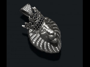 Lion pendant with diamonds and crown 3D प्रिंट मॉडल