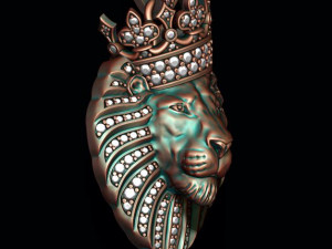 Lion pendant with diamonds and crown 3D प्रिंट मॉडल