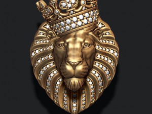 Lion pendant with diamonds and crown 3D प्रिंट मॉडल