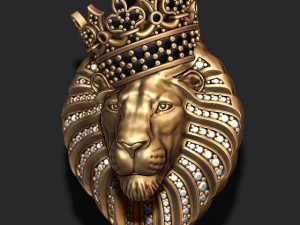 Lion pendant with diamonds and crown 3D प्रिंट मॉडल