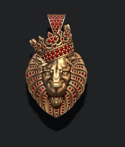 Lion pendant with diamonds and crown Modello di stampa 3D .c4d .max .obj .3ds .fbx .stl .blend 