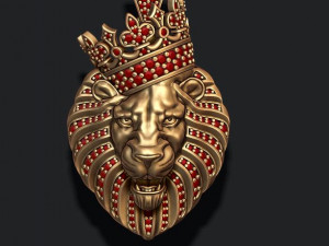 Lion pendant with diamonds and crown Modelo de Impressão 3D