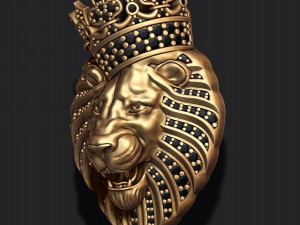 Lion pendant with diamonds and crown Modello di stampa 3D