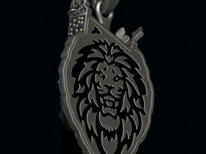 Lion pendant with diamonds and crown Modello di stampa 3D