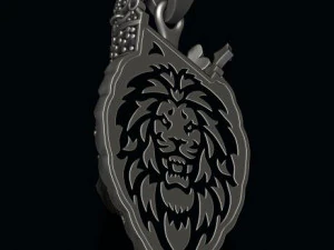 Lion pendant with diamonds and crown 3D Print Model