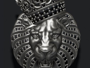 Lion pendant with diamonds and crown Modello di stampa 3D
